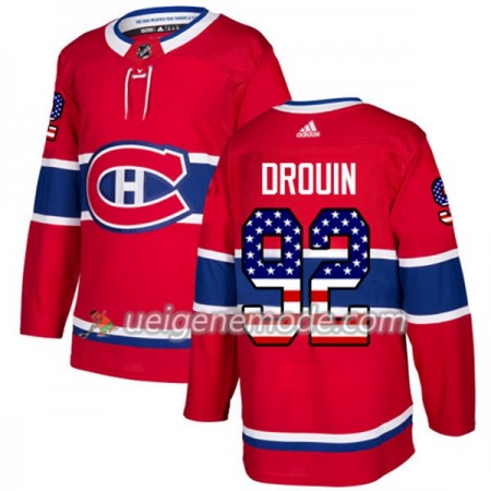 Herren Eishockey Montreal Canadiens Trikot Jonathan Drouin 92 Adidas 2017-2018 Rot USA Flag Fashion Authentic